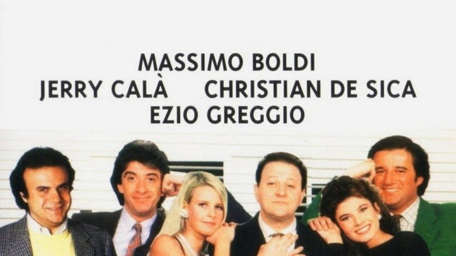 Sei interpreti posano in abiti eleganti sulla locandina del film