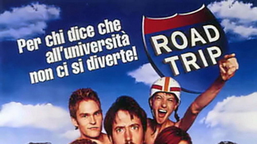 Il cast riunito sulla locandina italiana attorno a una mappa stradale