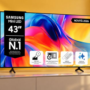 Samsung Mini LED 43 pollici a 379€, minimo storico per film e serie