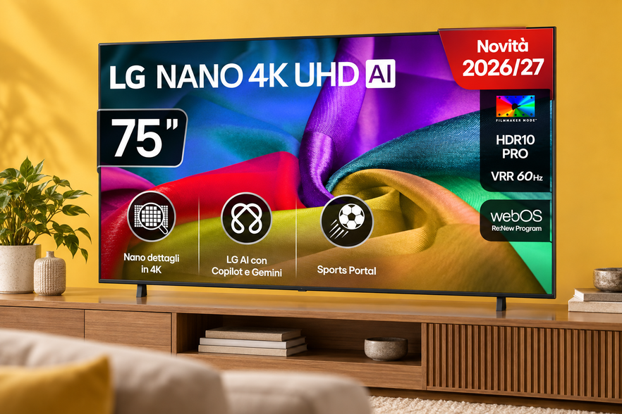 LG NANO AI UHD 75 pollici a 799€, film e serie finalmente in grande