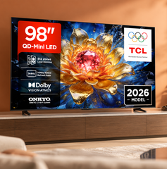 Copertina di TCL QD-Mini LED 98 pollici a 1.499€, 4K e ONKYO 2.1 per le maratone