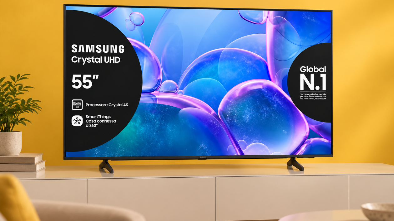 Immagine di Samsung Crystal UHD 55 pollici a 349€, film e serie in grande senza sforare