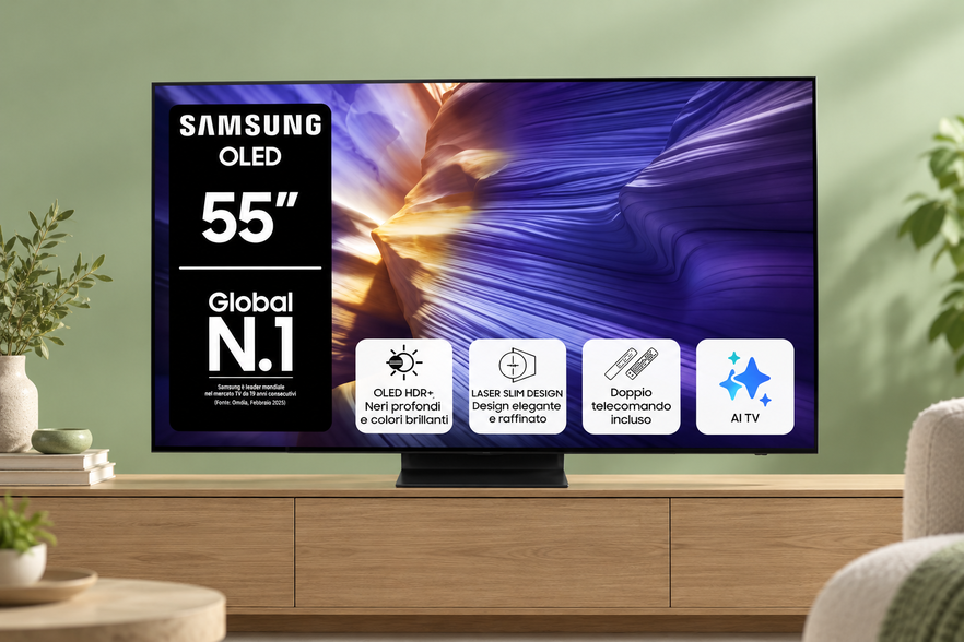 Samsung OLED S94F 55 pollici a 849€, il TV che valorizza film e serie