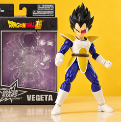 Copertina di Vegeta Dragon Stars di Bandai, 19,99€ per esporlo in posa da combattimento