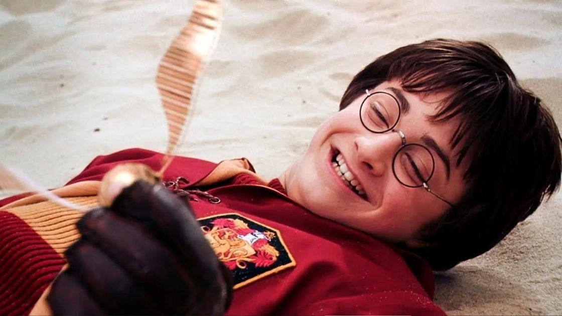 Un bambino con gli occhiali con su scritto harry potter