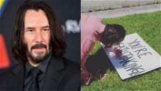Copertina di Keanu Reeves vede un cartello che lo saluta, si ferma e corre ad autografarlo